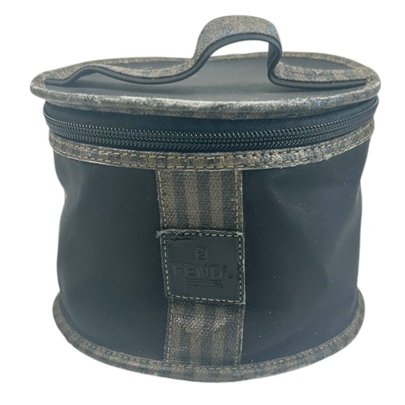 Fendi Vintage Striped Coated Canvas Vanity Makeup Pouch Case - Picture 1 of 7